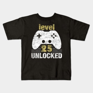 Level 25 Unlocked 25th Birthday Gamer Kids T-Shirt